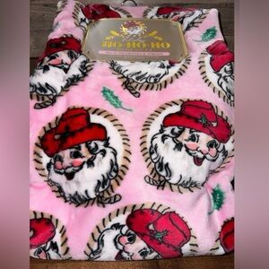Super cute 🥰 Vintage Howdy 🤠 Santa 🎅Plush Blanket Throw by Holiday Ho Ho Ho Down